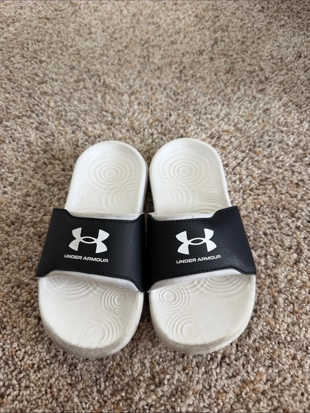 Under Armour Kids' Black & White Slide Sandals